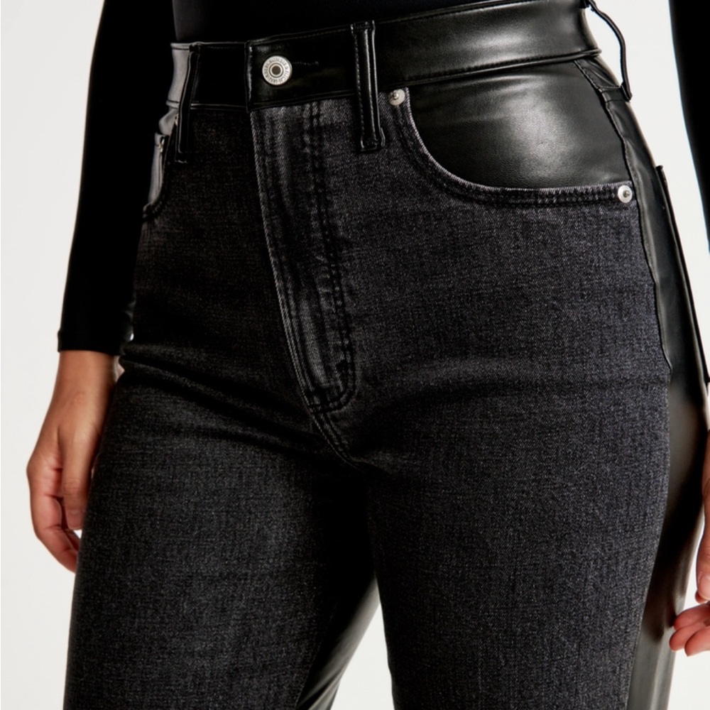 Mixed fabric curve love ultra high rise ankle pants